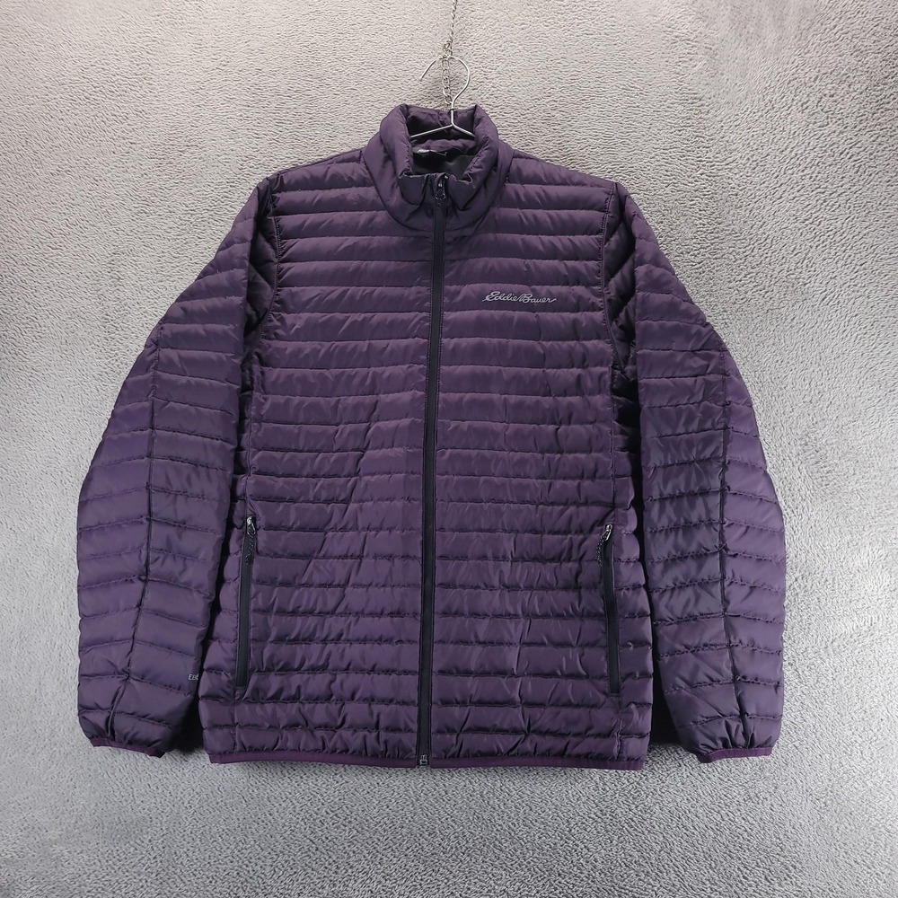 Eddie Bauer Jacket Mens S Purple EB650 Down Puffer Lightweight Full Zip Outdoor